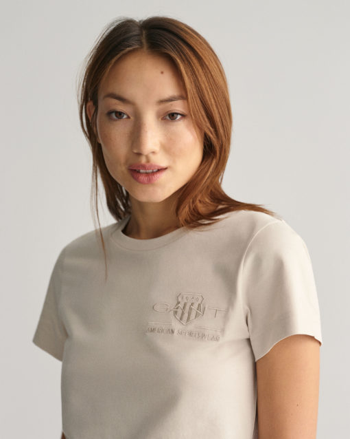 Gant Woman Tonal Shield T-shirt Soft Oat