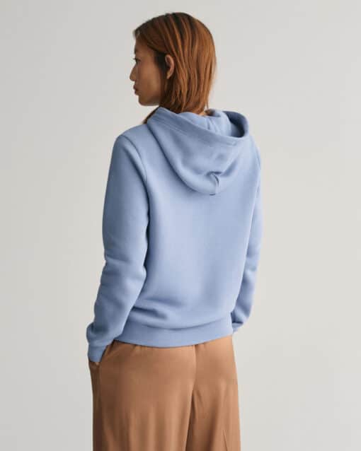 Gant Woman Tonal Shield Hoodie Crystal Blue