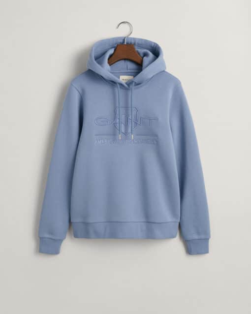 Gant Woman Tonal Shield Hoodie Crystal Blue
