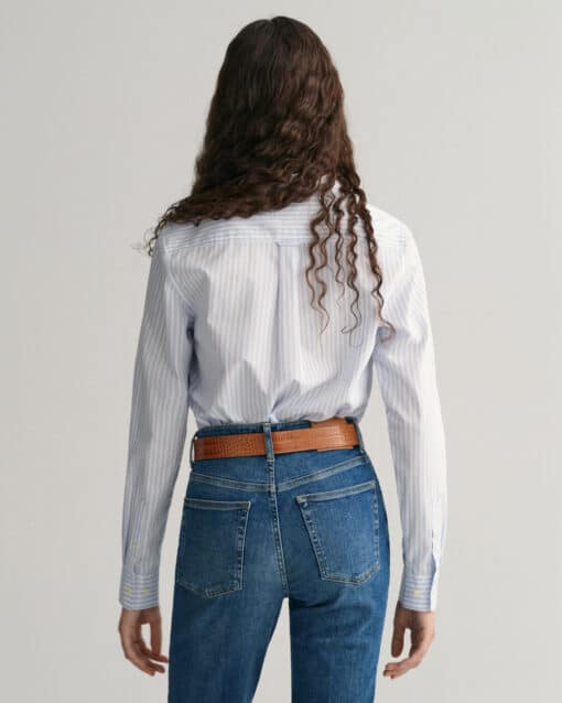 Gant Woman Reg Poplin Striped Shirt Light Blue