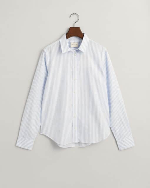Gant Woman Reg Poplin Striped Shirt Light Blue