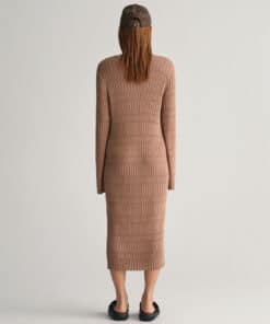 Gant Woman Textured Knit Dress Roasted Walnut