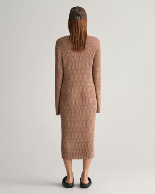 Gant Woman Textured Knit Dress Roasted Walnut