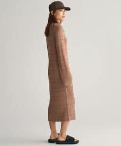 Gant Woman Textured Knit Dress Roasted Walnut