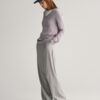 Gant Woman Fine Knit V-Neck Mid Grey