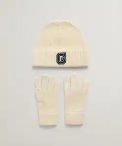 Gant Woman G Beanie & Gloves Gift Set Cream