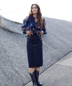 Rue de Femme Amia Denim Skirt Blue Denim