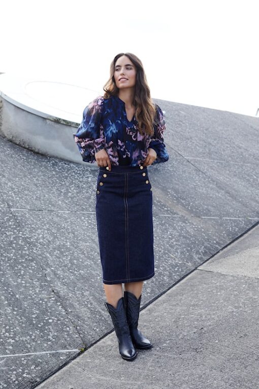 Rue de Femme Amia Denim Skirt Blue Denim