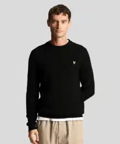 Lyle & Scott Grid Knit Crew Neck Jumper Jet Black
