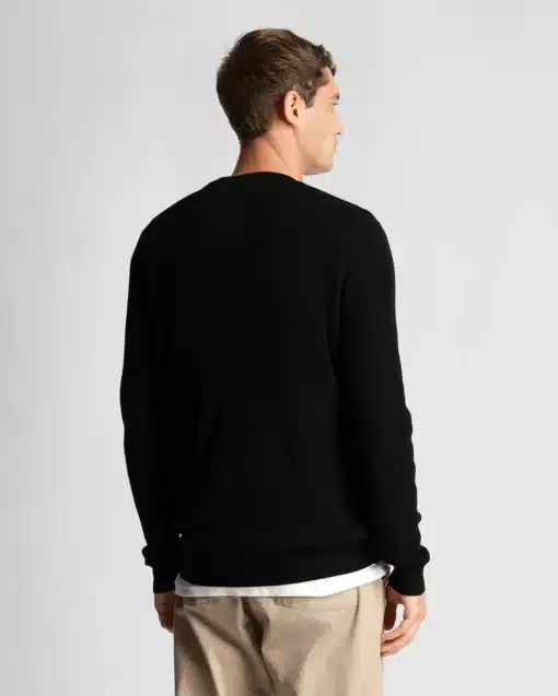 Lyle & Scott Grid Knit Crew Neck Jumper Jet Black