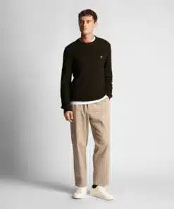 Lyle & Scott Grid Knit Crew Neck Jumper Mountain Moss