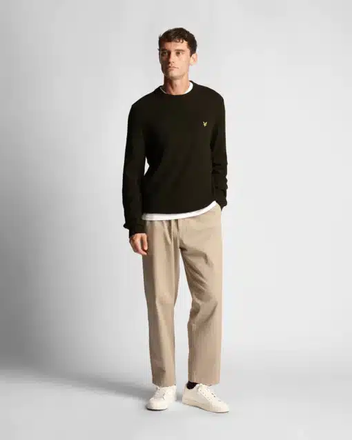 Lyle & Scott Grid Knit Crew Neck Jumper Mountain Moss