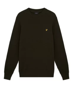 Lyle & Scott Grid Knit Crew Neck Jumper Mountain Moss