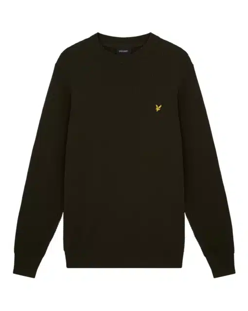 Lyle & Scott Grid Knit Crew Neck Jumper Mountain Moss