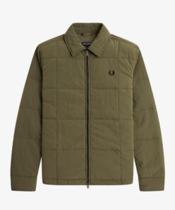 Buy Fred Perry Quilted Overshirt Uniform Green