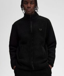 Fred Perry Zip Through Borg Fleece Black
