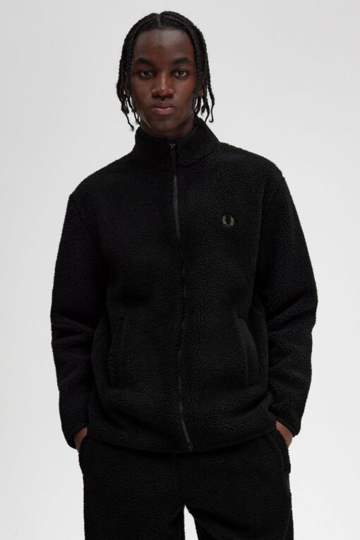 Fred Perry Zip Through Borg Fleece Black