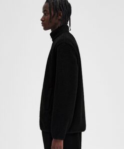 Fred Perry Zip Through Borg Fleece Black