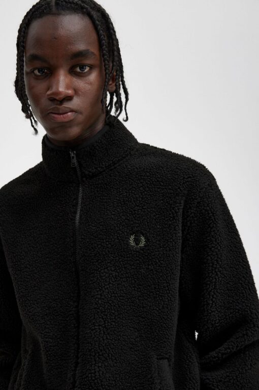 Fred Perry Zip Through Borg Fleece Black