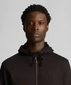 Lyle & Scott Tonal Eagle Zip Through Hoodie Jet Black