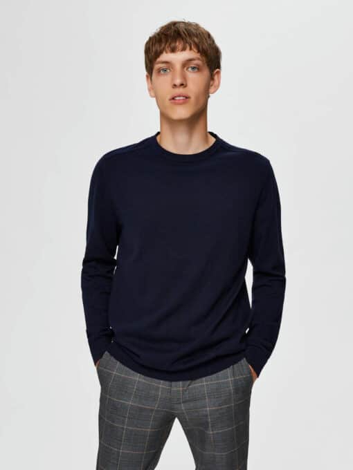 Selected Homme Berg Crew Neck Navy Blazer