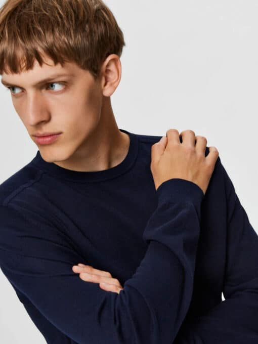 Selected Homme Berg Crew Neck Navy Blazer