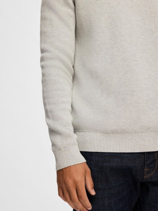 Selected Homme Dane Structured Crew Neck Knit Light Grey Melange