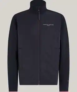 Tommy Hilfiger Logo Mix Media Zip Through Sweatshirt Desert Sky
