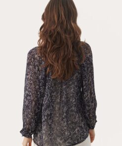 Part Two Elsia Blouse Dark Navy Scattered Flower