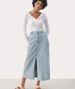 Part Two Caliah Skirt Light Blue Denim
