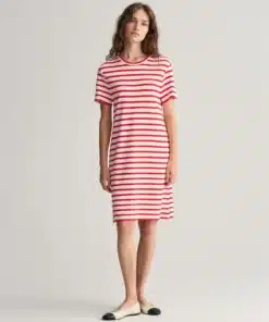 Gant Woman Striped T-Shirt Dress Bright Red
