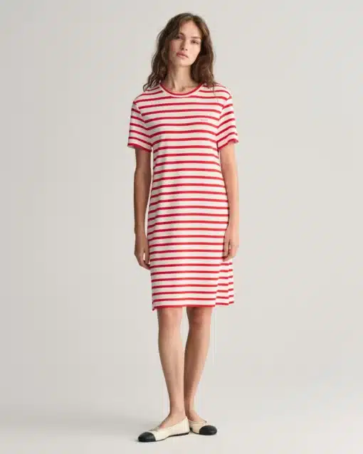 Gant Woman Striped T-Shirt Dress Bright Red