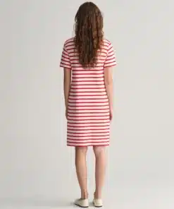 Gant Woman Striped T-Shirt Dress Bright Red