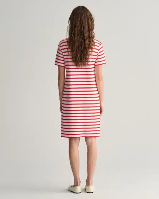 Gant Woman Striped T-Shirt Dress Bright Red