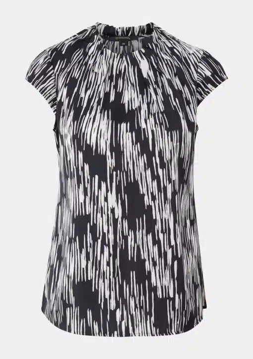 Comma, Print Blouse Top Navy