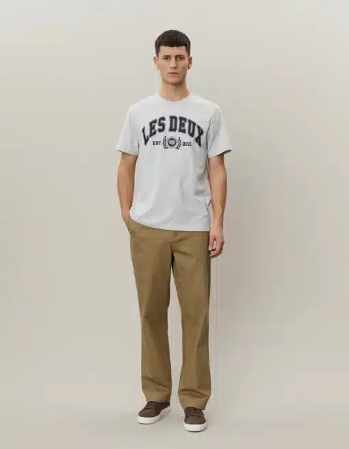 Les Deux University T-shirt Snow Melange/Dark Navy