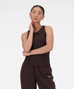 New Balance Linear Heritage Rib Knit Racer Tank Black Coffee