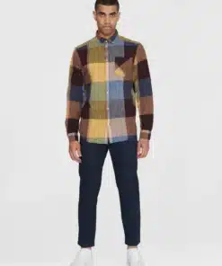 Knowledge Cotton Apparel Regular Checked Shirt Blue Check