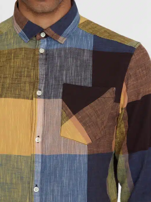 Knowledge Cotton Apparel Regular Checked Shirt Blue Check