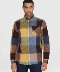Knowledge Cotton Apparel Regular Checked Shirt Blue Check