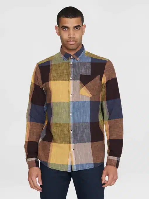 Knowledge Cotton Apparel Regular Checked Shirt Blue Check