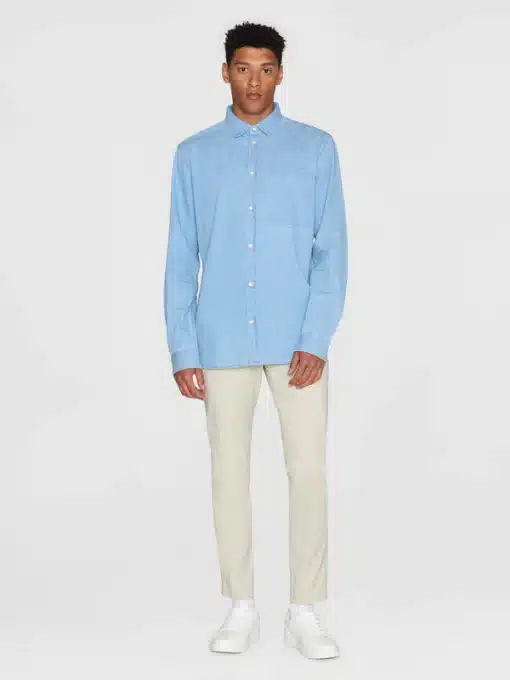 Knowledge Cotton Apparel Loose Denim Shirt Bleached Blue