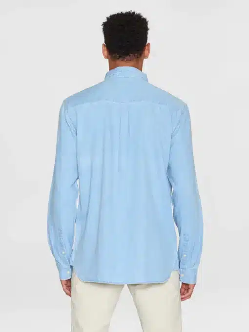 Knowledge Cotton Apparel Loose Denim Shirt Bleached Blue