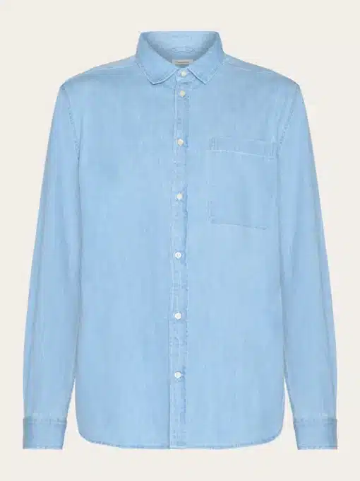 Knowledge Cotton Apparel Loose Denim Shirt Bleached Blue