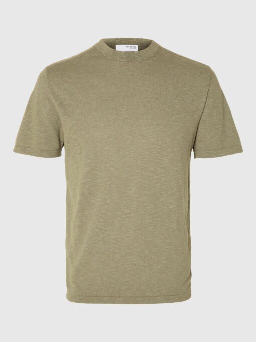 Selected Homme Berg Linen Knit Tee Vetiver