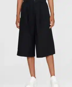Knowledge Cotton Apparel Eve Natural Linen Baggy Culotte Black Jet