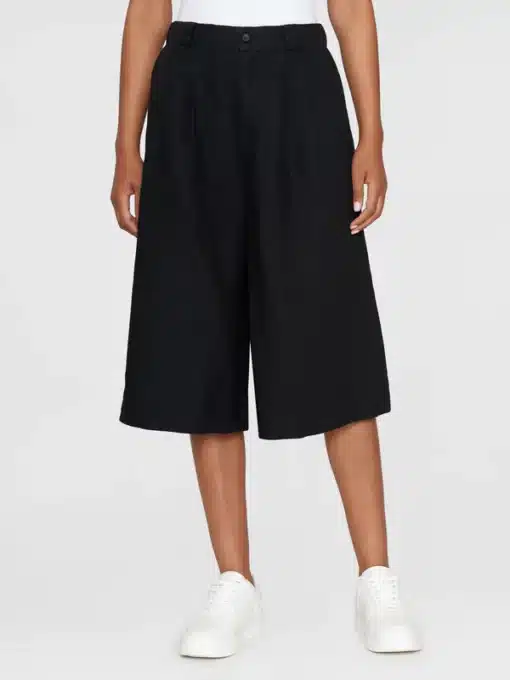 Knowledge Cotton Apparel Eve Natural Linen Baggy Culotte Black Jet
