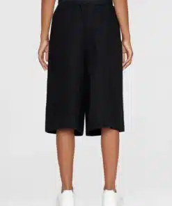 Knowledge Cotton Apparel Eve Natural Linen Baggy Culotte Black Jet