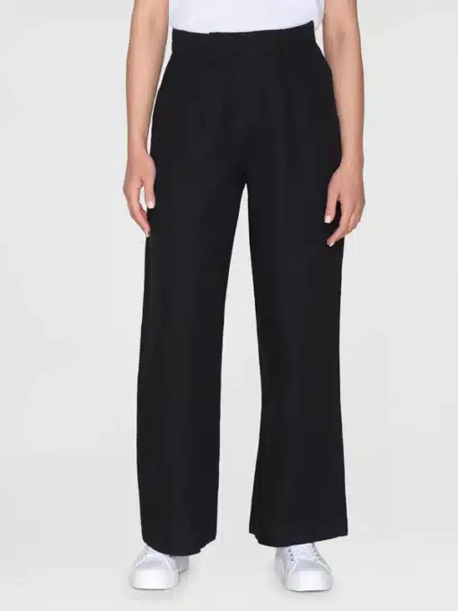 Knowledge Cotton Apparel Posey Wide Linen Pants Black Jet