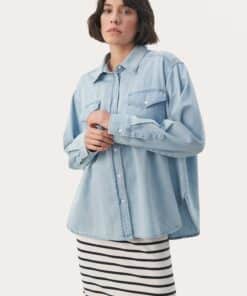 Part Two Collette Denim Shirt Whiteish Blue Denim